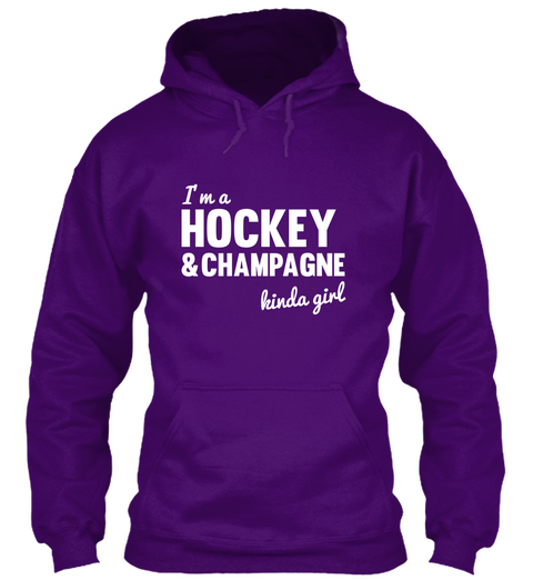 I'm A Hockey & Champagne Kinda Girl Purple T-Shirt Front
