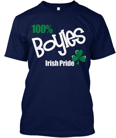 100% Boyles Irish Pride Navy T-Shirt Front