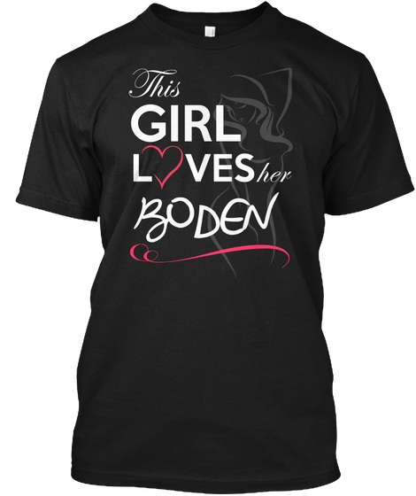 This Girl Loves Her Boden Black T-Shirt Front