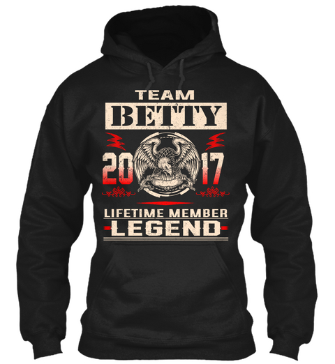 Team Betty 2017 Lifetime Member Legend Black Camiseta Front