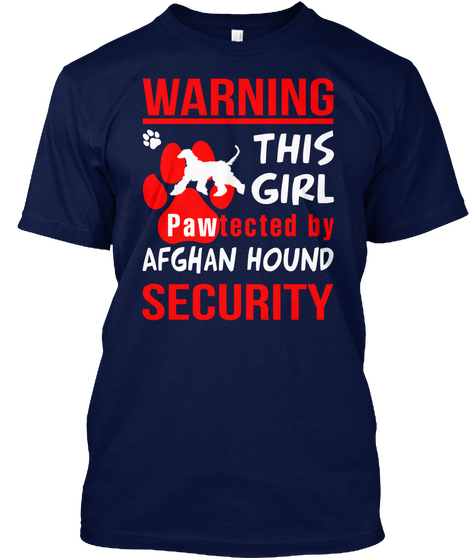 Pawtected By Afghan Hound Navy T-Shirt Front