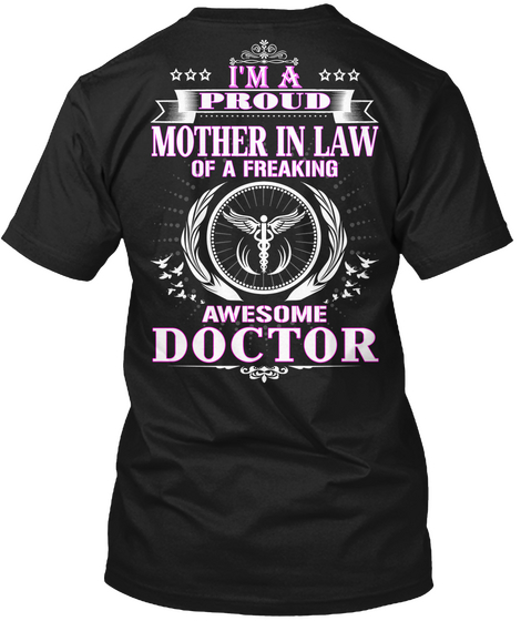 Mother In Law Of A Awesome Doctor Black T-Shirt Back