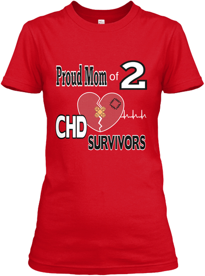 Proud Mom Of 2 Chd Survivors Red Kaos Front