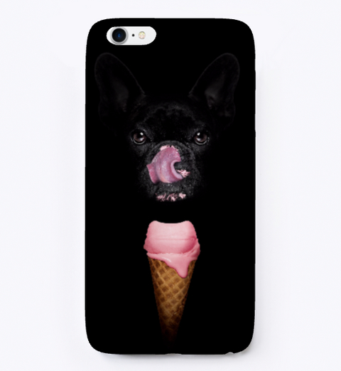 Icecream Frenchie Towels, Pillows... Black T-Shirt Front