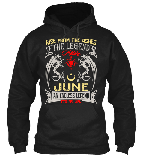 June   Never Give Up Black T-Shirt Front