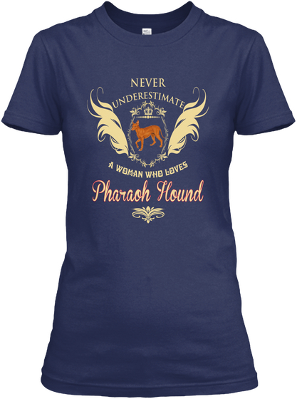 A Woman Loves Pharaoh Hound Navy áo T-Shirt Front