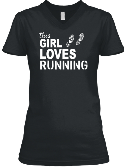 This Girl Loves Running Black T-Shirt Front