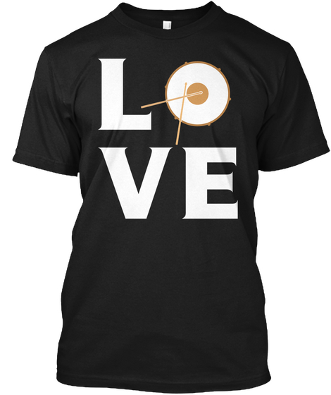 Love Drummer / Drums T Shirt Black áo T-Shirt Front