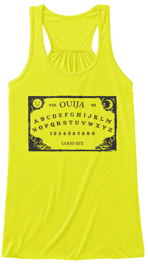 Yes Ouija No Abcdefghijklmnopqrstuvwxyz 1234567890 Good Bye Neon Yellow áo T-Shirt Front