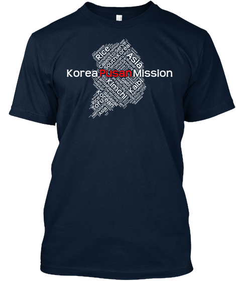 Korea Pusan Mission New Navy áo T-Shirt Front