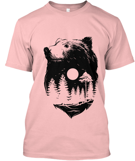 Hiking Bear   Women's T Shirts Pale Pink T-Shirt Front