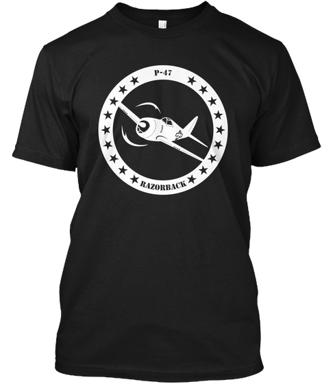 P 47 Razorback Black T-Shirt Front