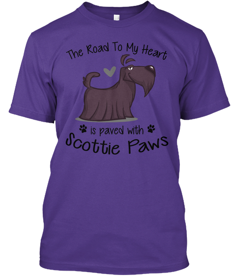 The Road To My Heart Is Paved With Scottie Paws Purple T-Shirt Front