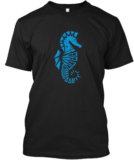 Blue Seahorse Black áo T-Shirt Front