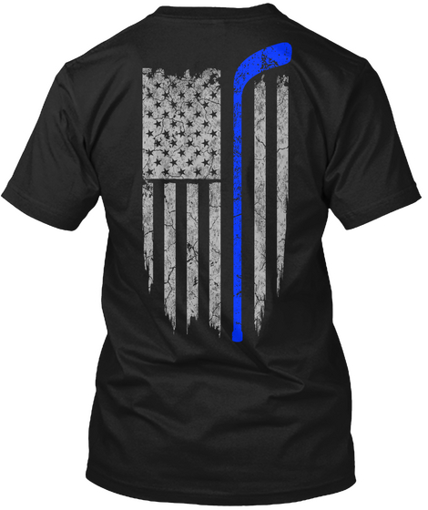 American Hockey Flag Shirt Black áo T-Shirt Back