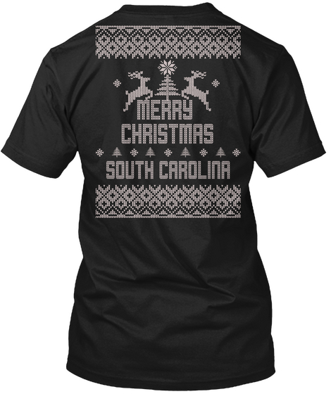 Merry Christmas South Carolina Black T-Shirt Back