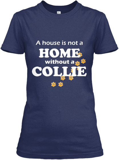 Border Collies Navy T-Shirt Front