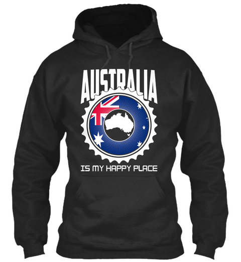 Australia Is My Happy Place Jet Black Camiseta Front