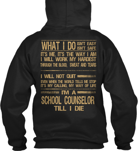 School Counselor Black T-Shirt Back