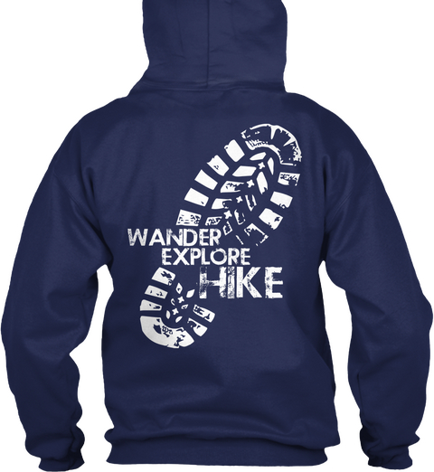 Wander Explore Hike Navy T-Shirt Back