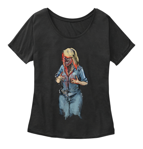 Zombie Woman Black T-Shirt Front