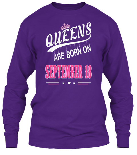 Queens Are Born On September 18 Purple Camiseta Front
