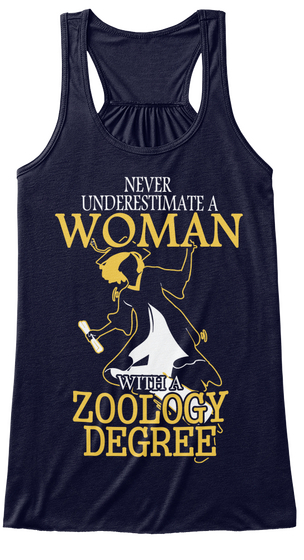 Never Underestimate A Woman With A Zoology Degree Midnight Maglietta Front