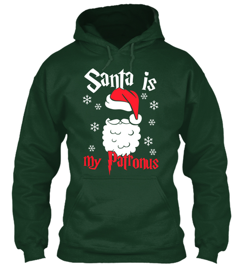 Santa Is My Patronus Forest Green T-Shirt Front