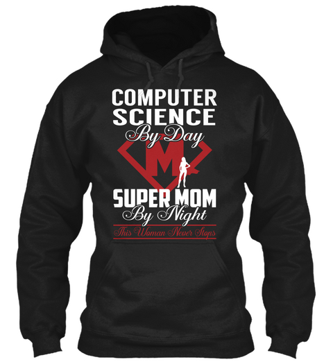 Computer Science   Super Mom Black T-Shirt Front