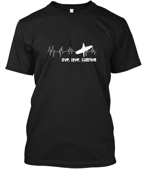 Heartbeat Surfing Black T-Shirt Front