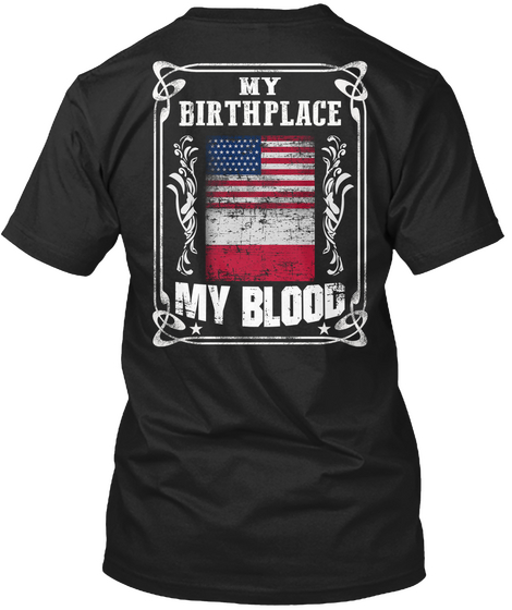 Polish Blood 7  Black T-Shirt Back