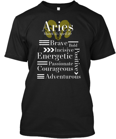 Aries Brave Energatic Courageous Black Camiseta Front