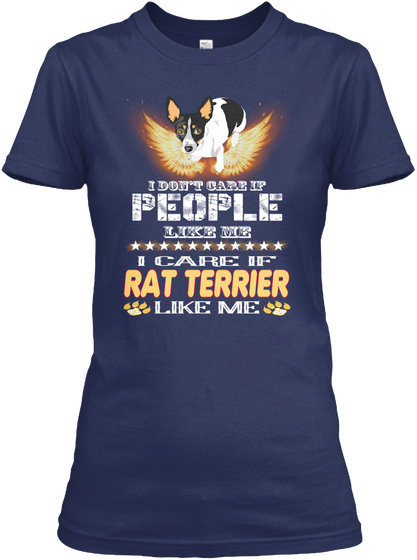 I Care Rat Terrier Like Me Navy T-Shirt Front