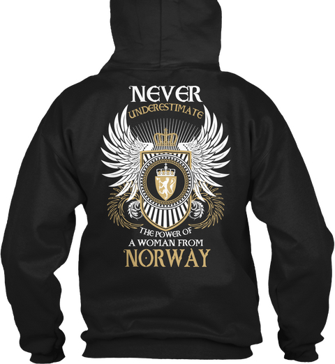 Woman From Norway Black T-Shirt Back