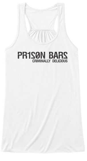 Prison Bars Criminally Delicious White Camiseta Front