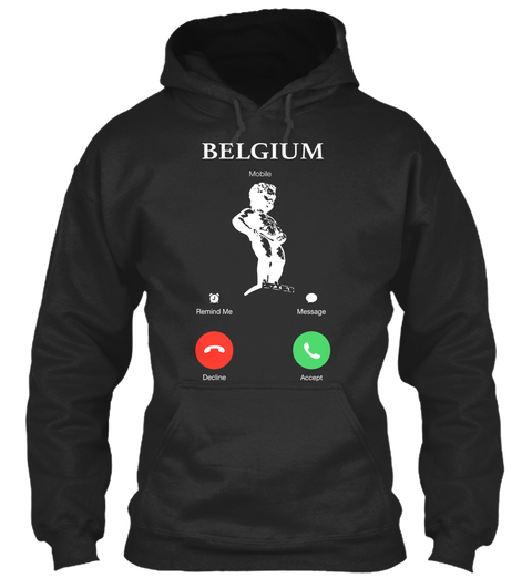 Belgium Mobile Remind Me Message Decline Accept Jet Black T-Shirt Front