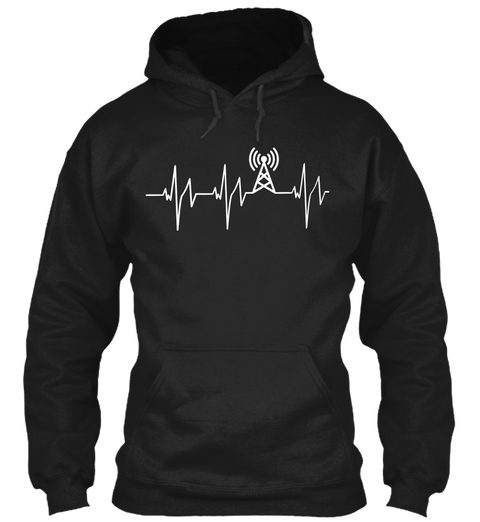Ham Radio Heartbeat   Limited Edition ! Black Camiseta Front