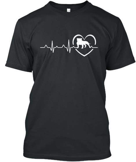 Staffy In My Heartbeat Black T-Shirt Front