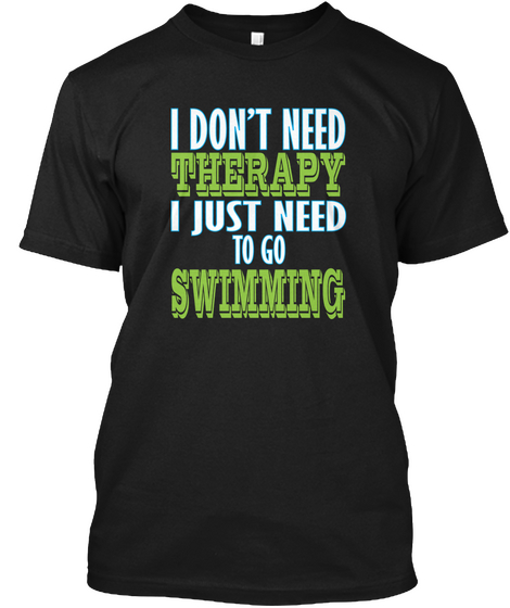 Swimming T Shirt Black T-Shirt Front