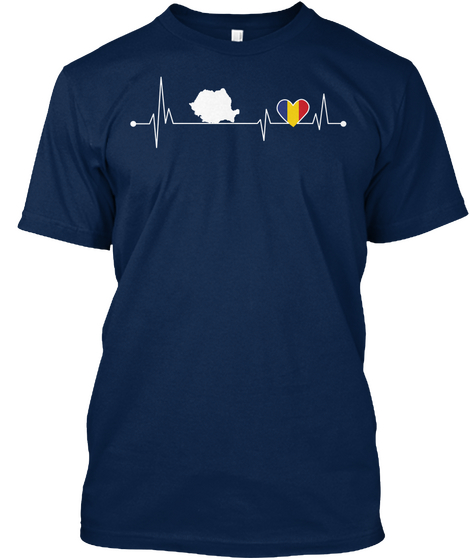 Romania Hearbeat Navy áo T-Shirt Front