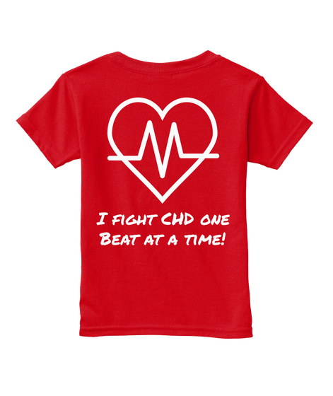 I Fight Chd One Beat At A Time! Red  T-Shirt Back