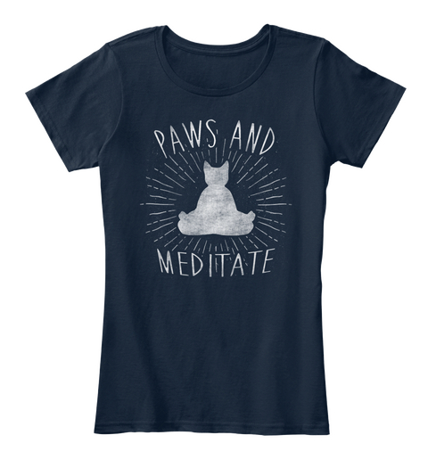 Paws And Meditate  New Navy T-Shirt Front