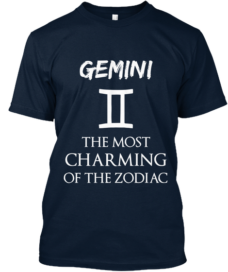 Gemini The Most Charming Of The Zodiac New Navy T-Shirt Front
