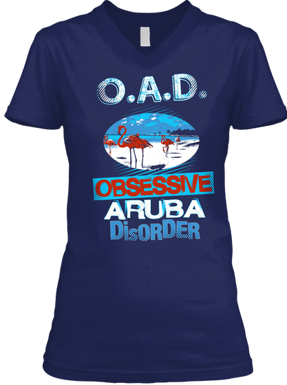 O.A.D. Obsessive Aruba Disorder  Navy T-Shirt Front