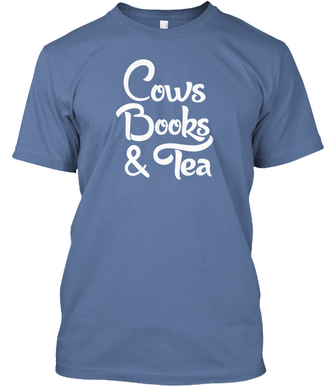 Cows Books & Tea Denim Blue Kaos Front