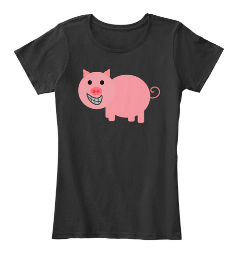 Pig Emoji Shirt Piglet Oink Animal Tee Black T-Shirt Front