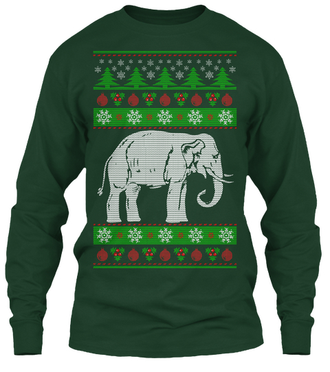 Elephant Ugly Christmas   Ltd. Edition Forest Green T-Shirt Front