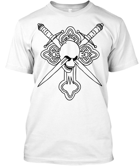 T Shirt Skull Cross Swords White T-Shirt Front