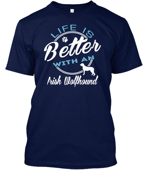 Irish Wolfhound Navy T-Shirt Front