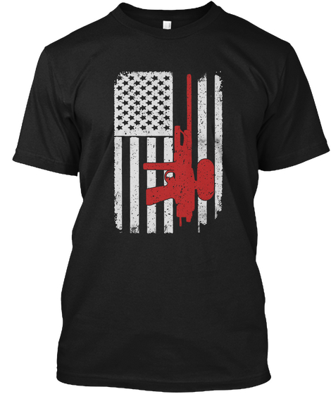 Paintball America Usa Flag Black áo T-Shirt Front